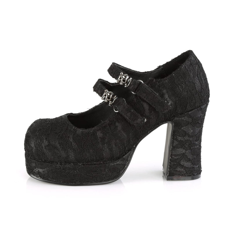 Demonia GOTHIKA-09 Mary Jane (Black Satin-Lace)