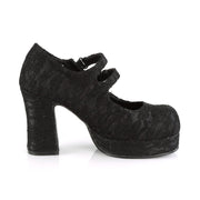 Demonia GOTHIKA-09 Mary Jane (Black Satin-Lace)