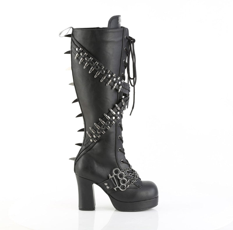Demonia GOTHIKA-108 Knee High Boot (Black Vegan Leather)