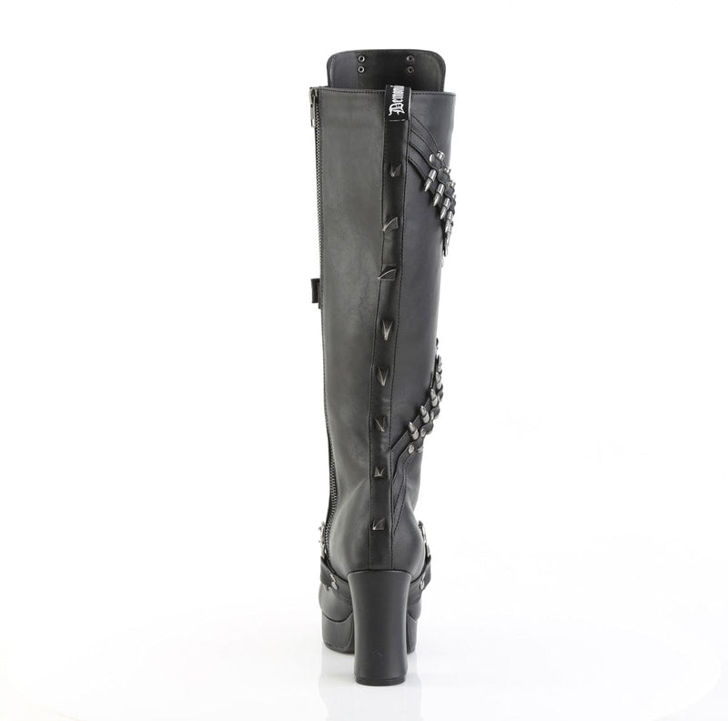 Demonia GOTHIKA-108 Knee High Boot (Black Vegan Leather)
