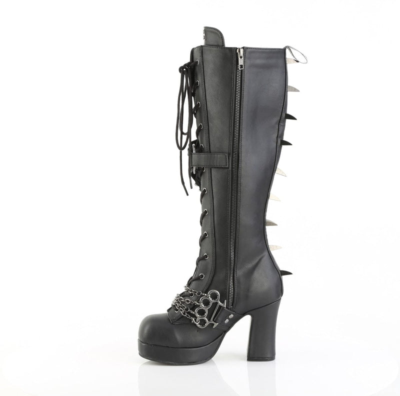 Demonia GOTHIKA-108 Knee High Boot (Black Vegan Leather)