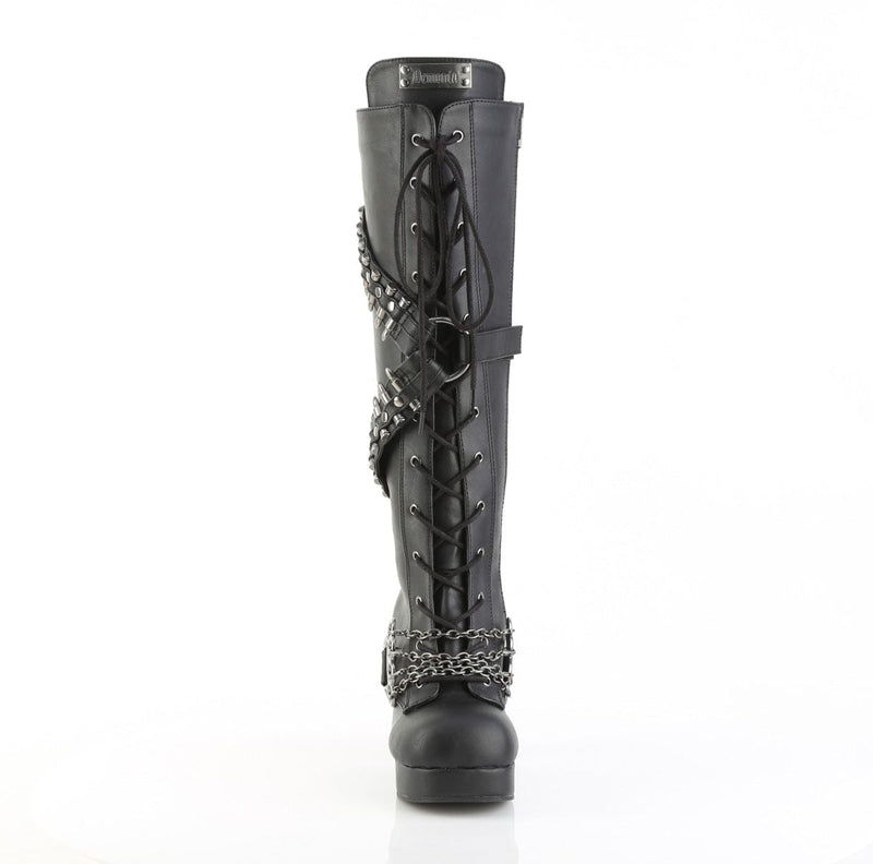 Demonia GOTHIKA-108 Knee High Boot (Black Vegan Leather)