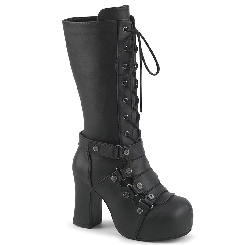 Demonia GOTHIKA-152 Mid-Calf Boot (Black Vegan Leather)