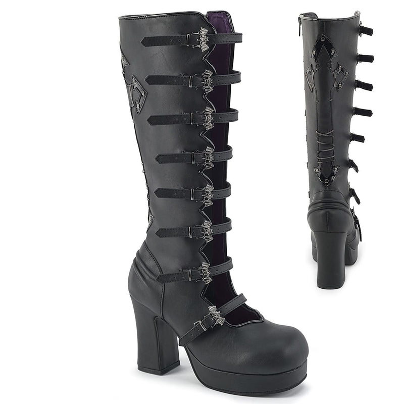 Demonia GOTHIKA-160 Black Vegan Leather  Knee High Boots