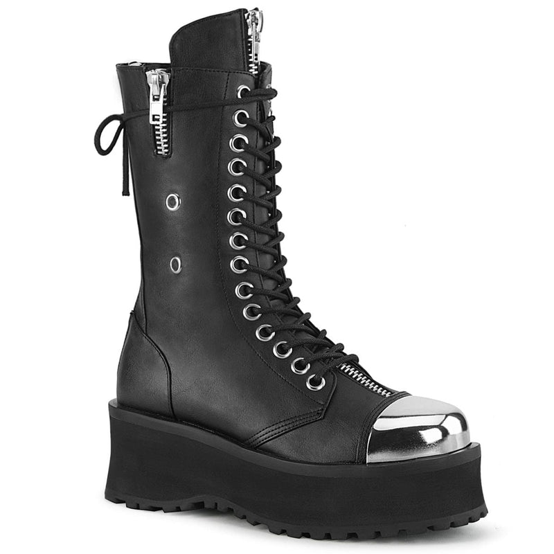 Demonia GRAVEDIGGER-14 Mid-Calf Boot (Black Vegan Leather) 4