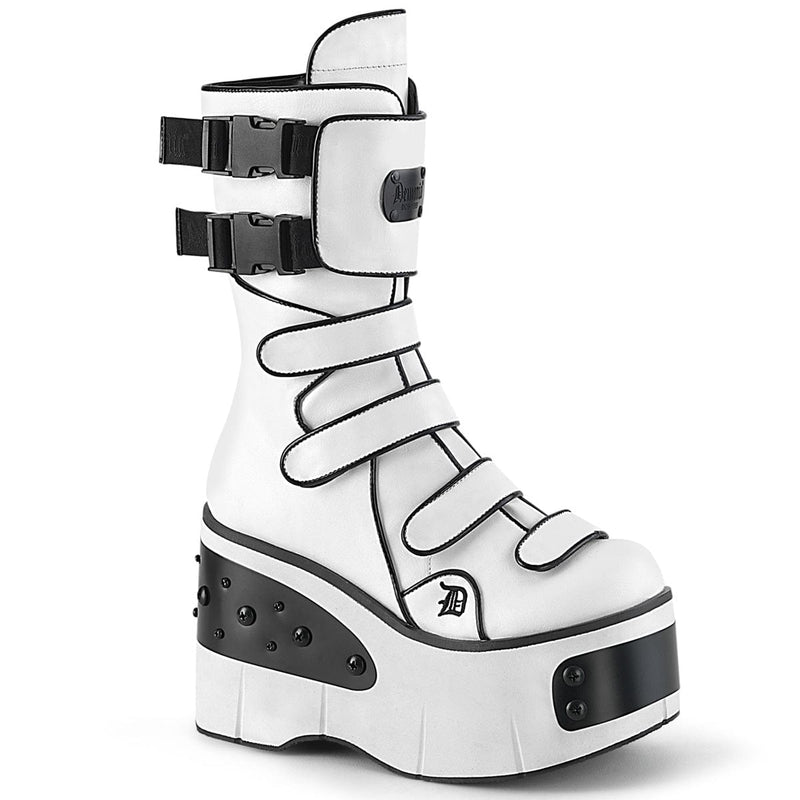 Demonia KERA-108 Mid-Calf Boot (White Vegan Leather) 5