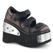 Demonia KERA-13 Mary Jane (Black-Pewter Vegan Leather)