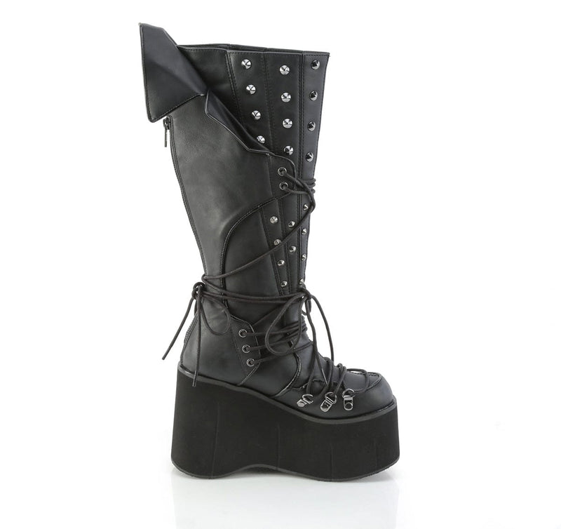 Demonia KERA-203 Knee High Boot (Black Vegan Leather)