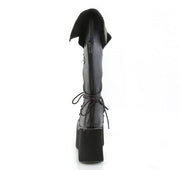 Demonia KERA-203 Knee High Boot (Black Vegan Leather)