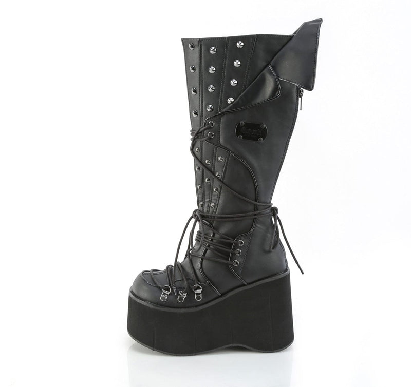 Demonia KERA-203 Knee High Boot (Black Vegan Leather)