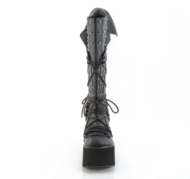 Demonia KERA-203 Knee High Boot (Black Vegan Leather)