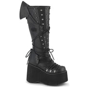 Demonia KERA-203 Knee High Boot (Black Vegan Leather)