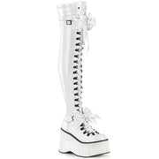 Demonia KERA-303 Thigh High Boot (White Stretch Patent) 5
