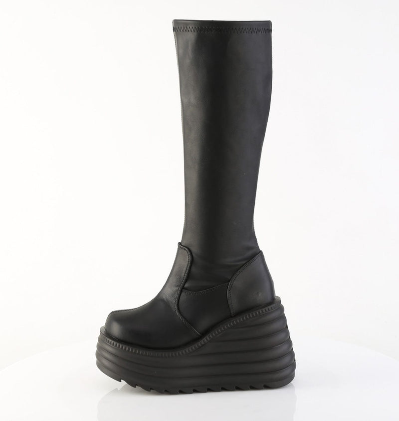 Demonia MORTE-300 Knee High Boot (Black Vegan Leather)