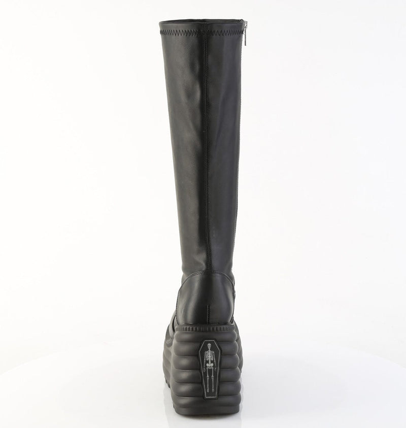 Demonia MORTE-300 Knee High Boot (Black Vegan Leather)