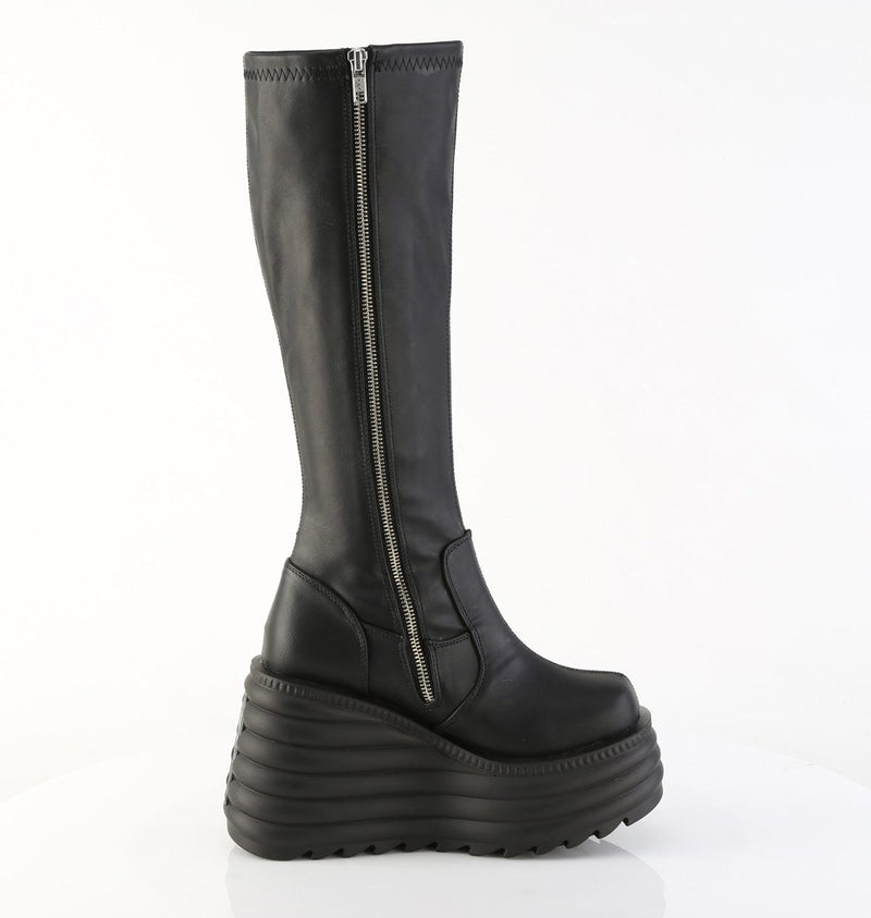 Demonia MORTE-300 Knee High Boot (Black Vegan Leather)