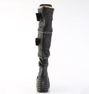 Demonia MORTE-312 Thigh High Boot (Black Vegan Leather)