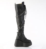 Demonia MORTE-312 Thigh High Boot (Black Vegan Leather)