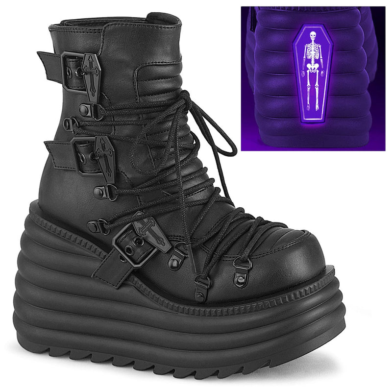 Demonia MORTE-68 Ankle Boot (Black Vegan Leather)