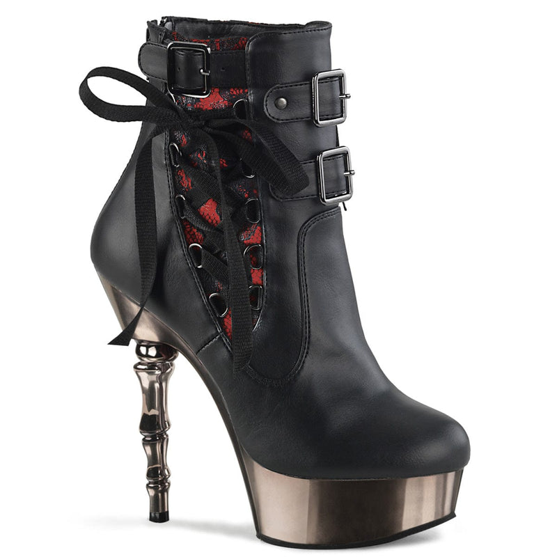 Demonia MUERTO-1030 Ankle Boot (Black Faux Leather/Pewter Chrome)