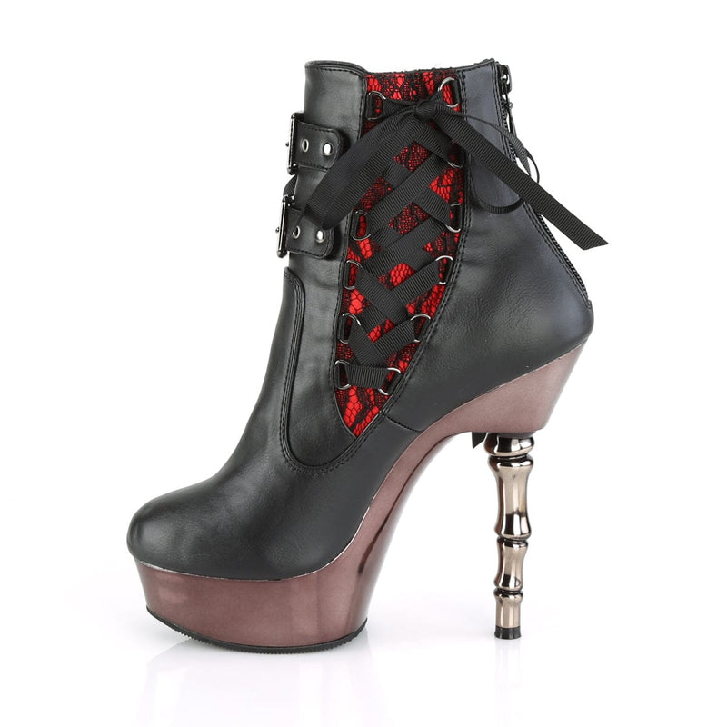 Demonia MUERTO-1030 Ankle Boot (Black Faux Leather/Pewter Chrome)