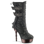 Demonia MUERTO-159 Mid-Calf Boot (Black Vegan Leather/Pewter Chrome)