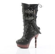 Demonia MUERTO-159 Mid-Calf Boot (Black Vegan Leather/Pewter Chrome)