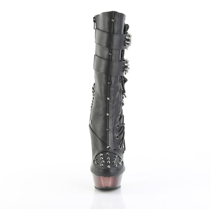 Demonia MUERTO-159 Mid-Calf Boot (Black Vegan Leather/Pewter Chrome)