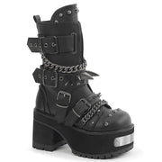 RANGER-117 Black Vegan Leather  Ankle Boots