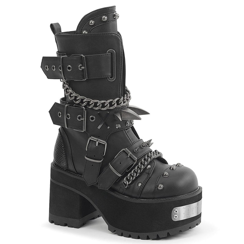Demonia RANGER-117 Black Vegan Leather  Ankle Boots