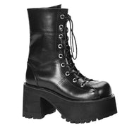 Demonia RANGER-301 Mid-Calf Boot (Black Vegan Leather)