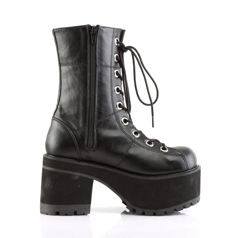 Demonia RANGER-301 Mid-Calf Boot (Black Vegan Leather)