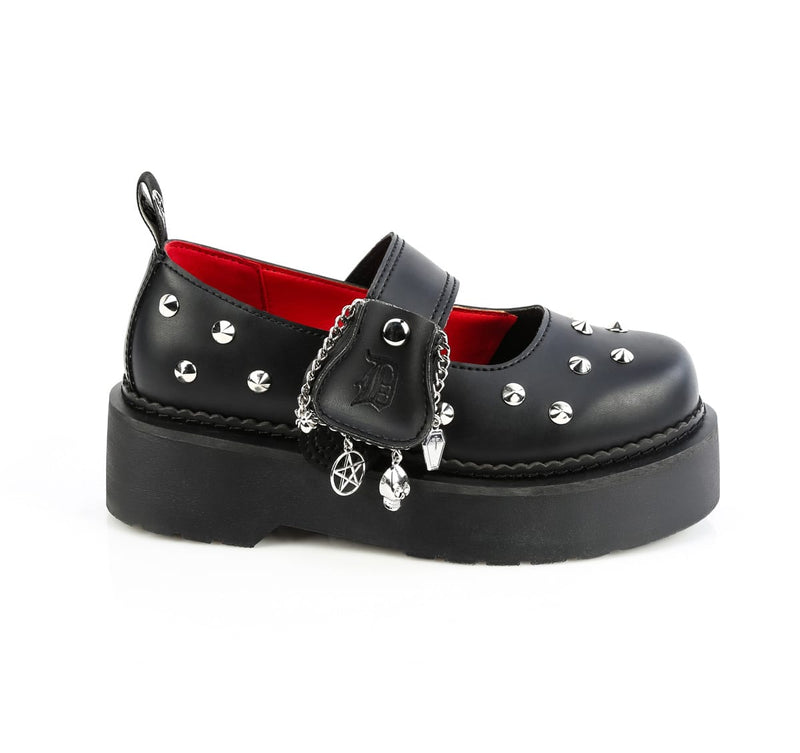 Demonia REBEL-01 Black Vegan Leather  Maryjane Shoes