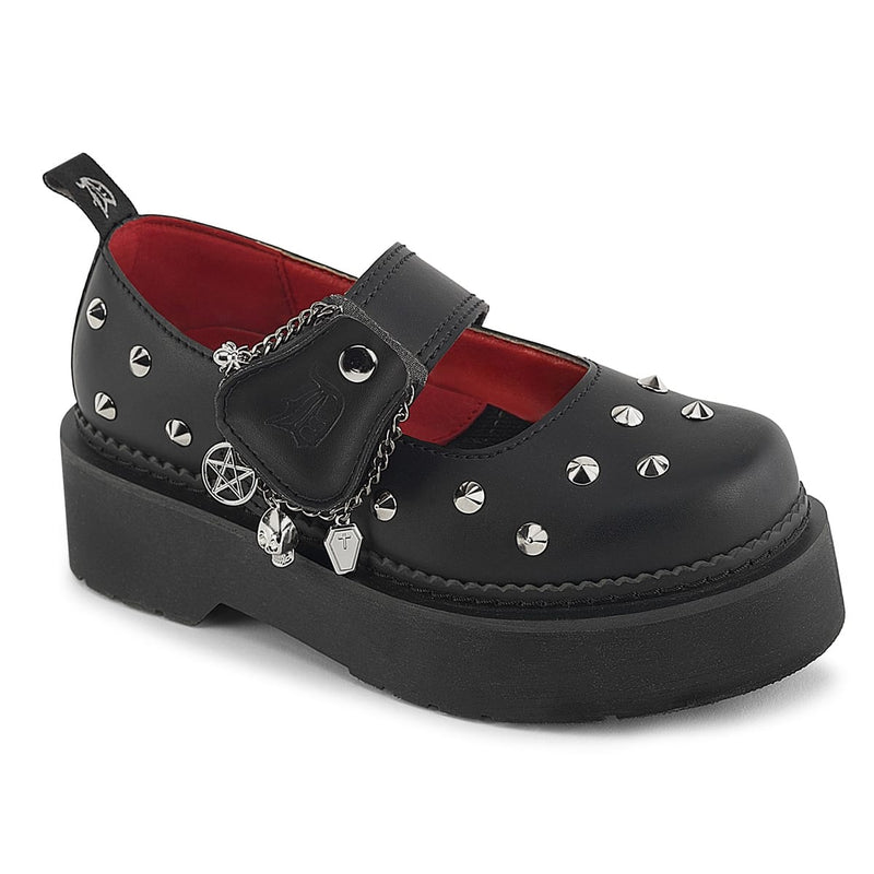 Demonia REBEL-01 Black Vegan Leather  Maryjane Shoes