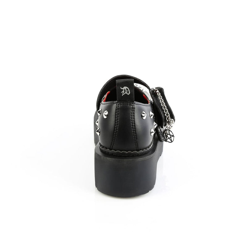 Demonia REBEL-01 Black Vegan Leather  Maryjane Shoes