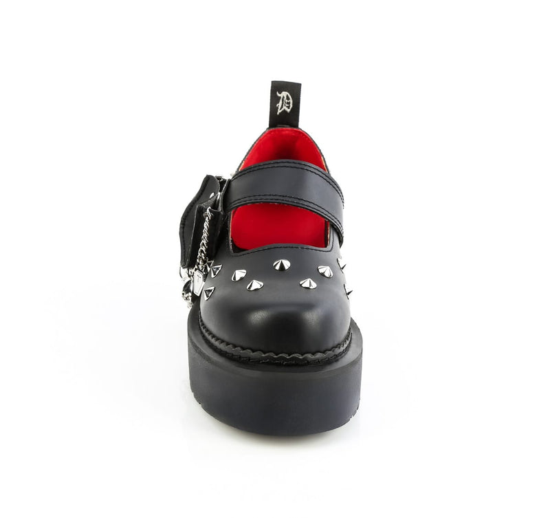 Demonia REBEL-01 Black Vegan Leather  Maryjane Shoes