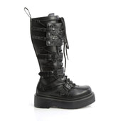 Demonia REBEL-200 Black Vegan Leather  Knee High Boots