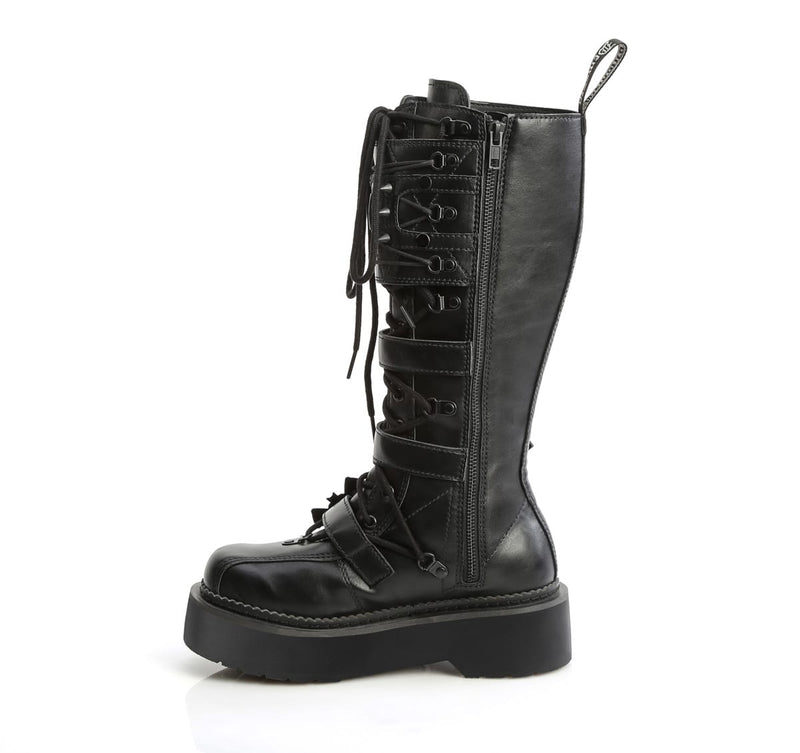 Demonia REBEL-200 Black Vegan Leather  Knee High Boots