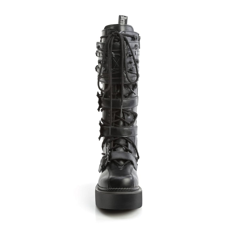 Demonia REBEL-200 Black Vegan Leather  Knee High Boots