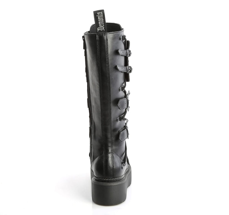 Demonia REBEL-200 Black Vegan Leather  Knee High Boots