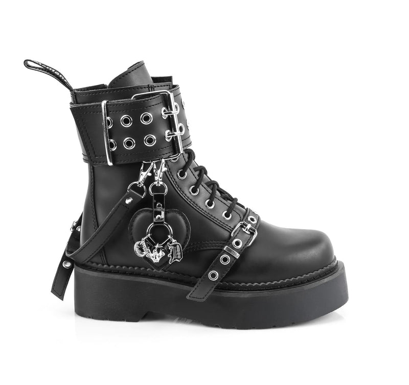 Demonia REBEL-52 Black Vegan Leather  Combat Boots