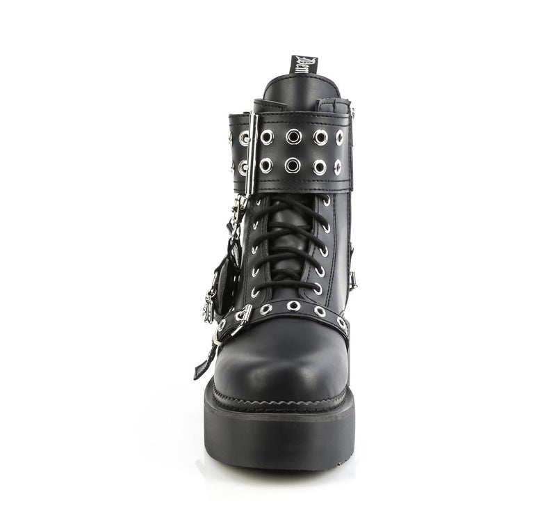 Demonia REBEL-52 Black Vegan Leather  Combat Boots