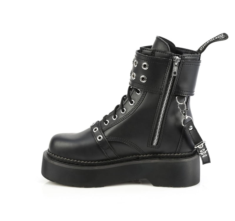 Demonia REBEL-52 Black Vegan Leather  Combat Boots