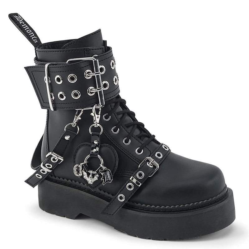 Demonia REBEL-52 Black Vegan Leather  Combat Boots
