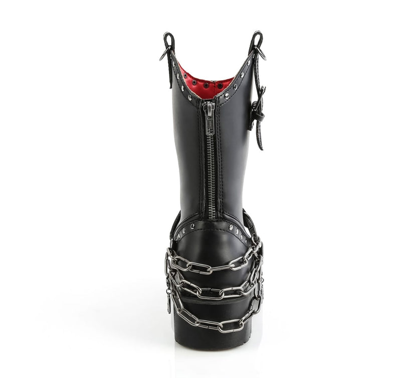 Demonia REBEL-56 Black Vegan Leather  Combat Boots