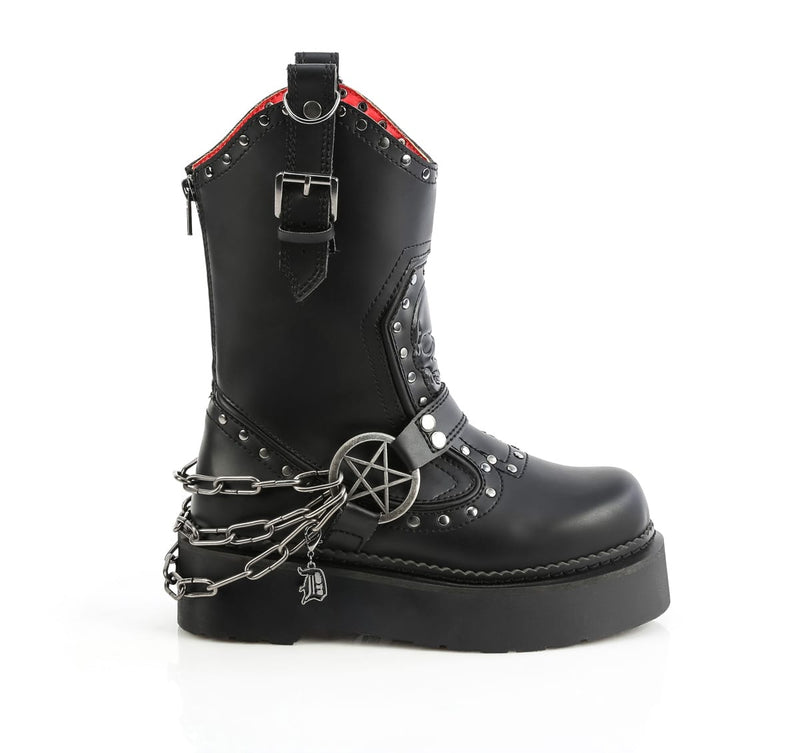 Demonia REBEL-56 Black Vegan Leather  Combat Boots