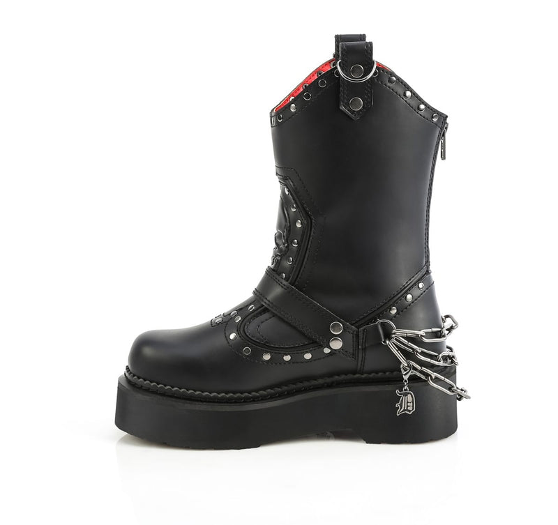 Demonia REBEL-56 Black Vegan Leather  Combat Boots