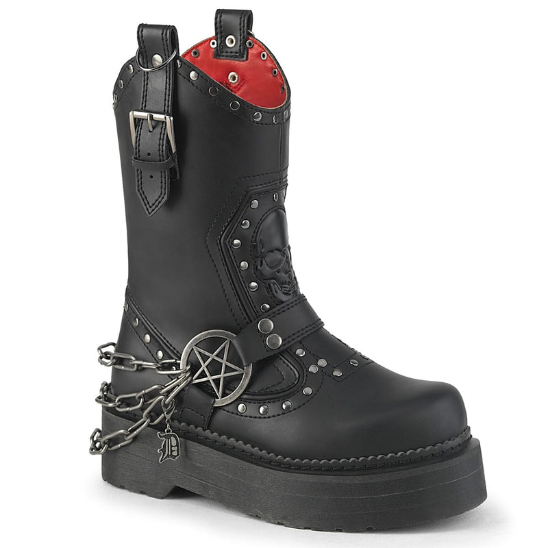 Demonia REBEL-56 Black Vegan Leather  Combat Boots