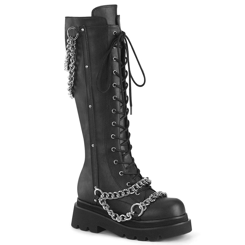 Demonia RENEGADE-215-1 Knee High Boot (Black Vegan Leather)