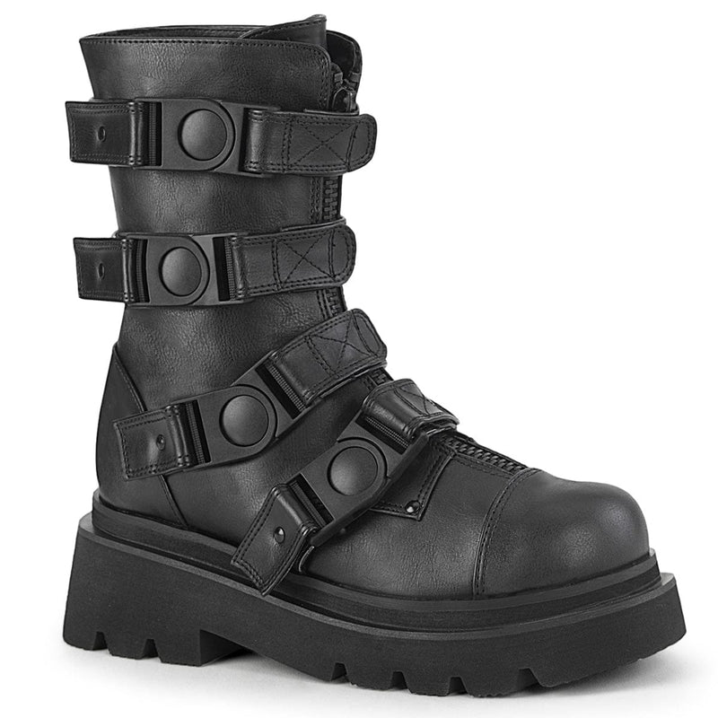 Demonia RENEGADE-55 Mid-Calf Boot (Black Vegan Leather)
